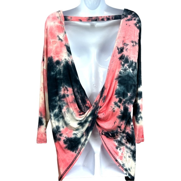 Sz M Tie Dyed Simply Southern Long Sleeve Open Back Top - Picture 4 of 6